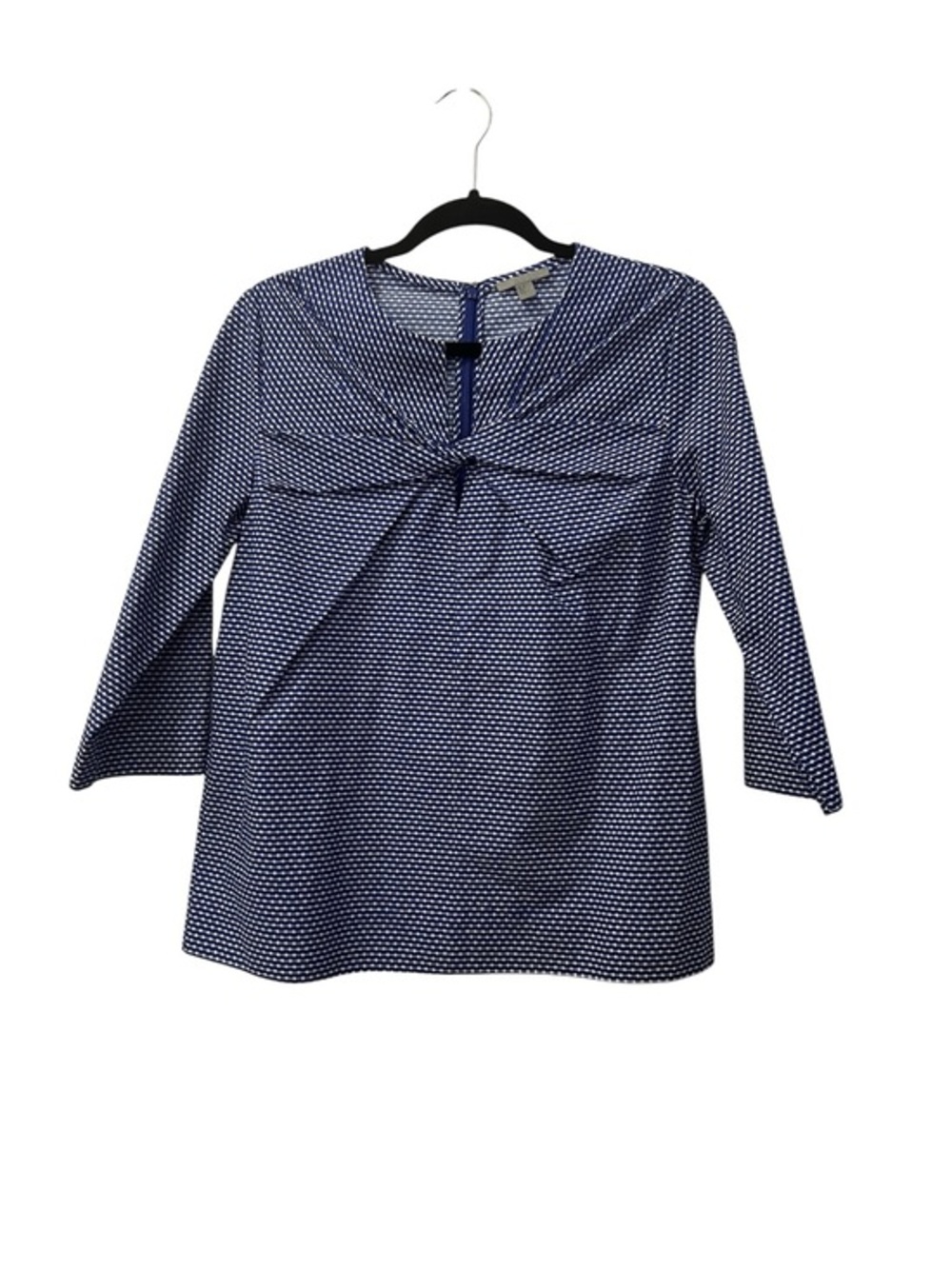 NWOT COS blue & white print twist front 3/4 sleeve cotton blouse 10